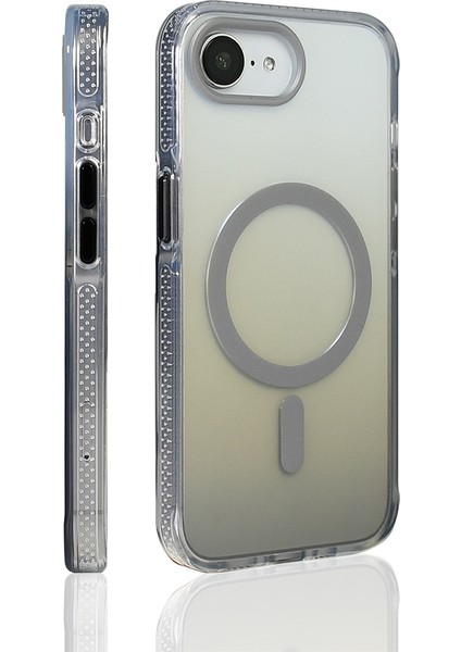 Apple iPhone 16E Kılıf M-safe Şarj Özellikli Transparan Renk Geçişli Toros Kapak Gri fiyatları