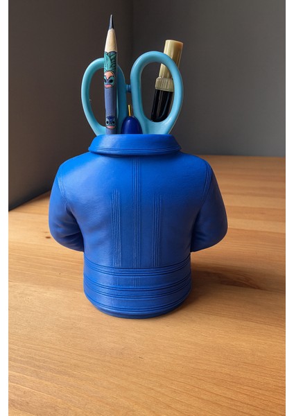 Mavi Ceket Tasarımlı Kalemlik – Dekoratif Masaüstü Organizer ve Ofis Düzenleyici - Bioplastik fiyatları