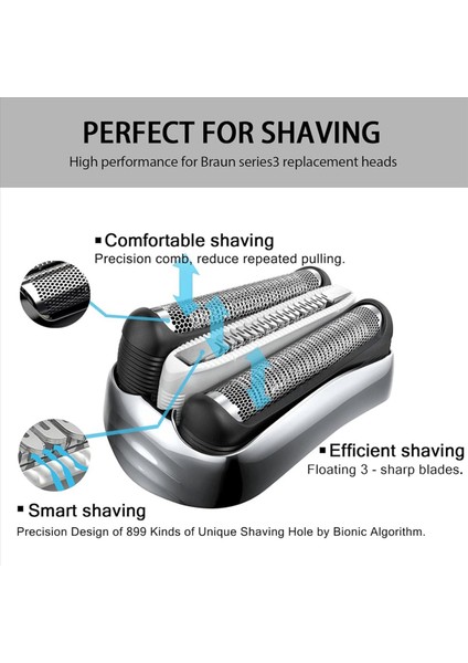 2x 32S S3 Braun Serisi 3 Elektrikli Tıraş Makineleri Için Islak ve Kuru Yedek Kafalar 3040S 300S 310S 3080S Folyo ve Kesiciler Parçası (Yurt Dışından) modelleri
