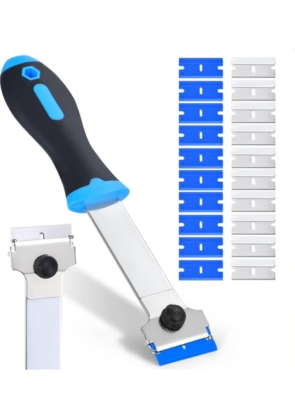 Ocak Boyasını Temizlemek Için 10 Adet Ekstra Yedek Metal ve 10 Adet Plastik Bıçaklı Bıçak Kazıyıcı Aracı (Yurt Dışından)