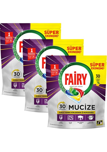 Mucize Bulaşık Makinesi Deterjanı Kapsülü 30 Yıkama x 3 Adet fiyatları