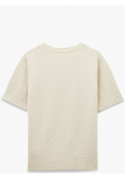 Yarım Kol Bisiklet Yaka Parıltılı Pul Işlemeli Triko Kazak fiyatları