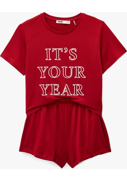 Kısa Kollu Bisiklet Yaka Rahat Kalıp Pijama Seti