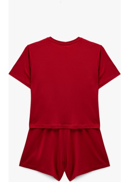 Kısa Kollu Bisiklet Yaka Rahat Kalıp Pijama Seti fiyatları