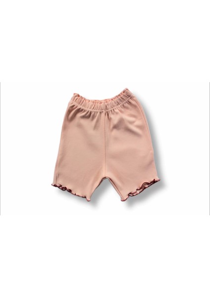 3-6 6-9 9-12 12-18 Ay Düğme Detaylı Bandanalı Kısa Kollu Sweat 3lü Kız Bebek Takımı Gül Kurusu modelleri