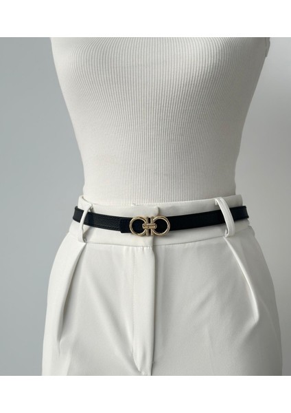 Kadın Siyah Gold Tokalı Kemer Pantolon Kemeri Etek Kemeri Elbise Kemeri fiyatları