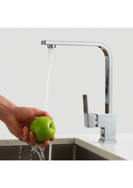 Modern Tasarım Krom Lavabo Bataryası Paslanmaz Pirinç Malzeme Uzun Ömürlü Banyo Bataryası indirimleri