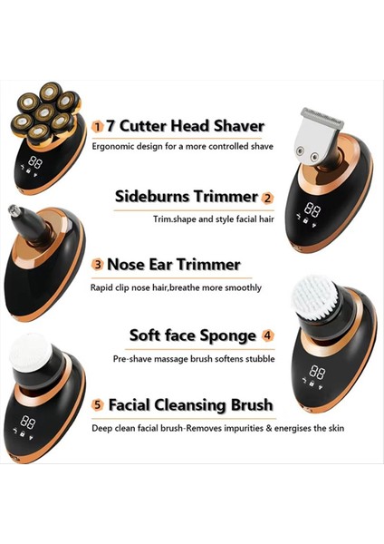 7 Kafalı Elektrikli Tıraş Makinesi USB Dharging Paslanmaz Çelik Bıçaklar Erkek Hızlı Tıraş Sakal Düzeltici Saç Düzeltici Erkekler Için Altın (Yurt Dışından) fırsatları