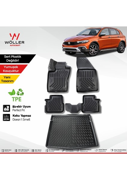 Fiat Egea Cross Paspas Bagaj Havuzu 2021 2025 Arası Uyumlu 3D Wöller Ultraflex Set