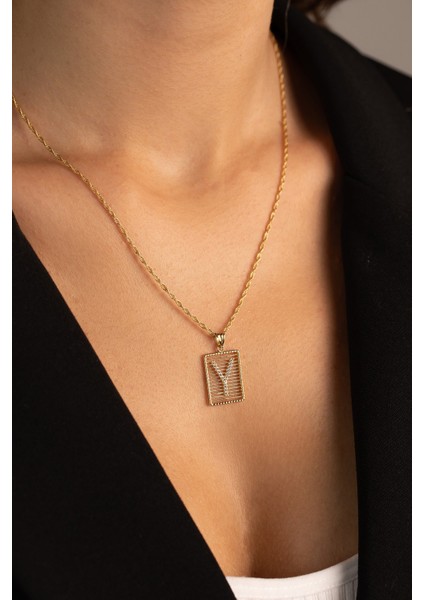 14 Ayar Halat Burgu Zincir Taşlı Izgara Harf Kolye modelleri