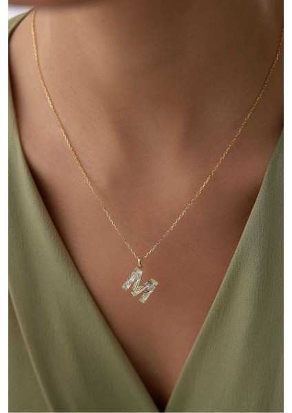 14 Ayar Altın Forse Zincir Kalemli Harf Kolye