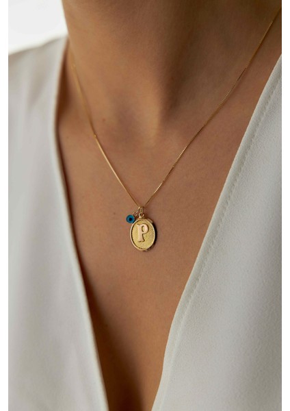 14 Ayar Altın Küp Zincir Nostaljik Harf Kolye