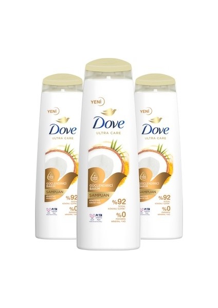 Ultra Care Saç Bakım Şampuanı Bakım Hindistan Cevizi Yağı 350 ml 3 Adet