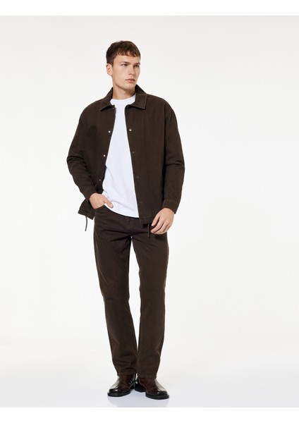 Normal Bel Pamuklu Vintage Straight Jean Pantolon