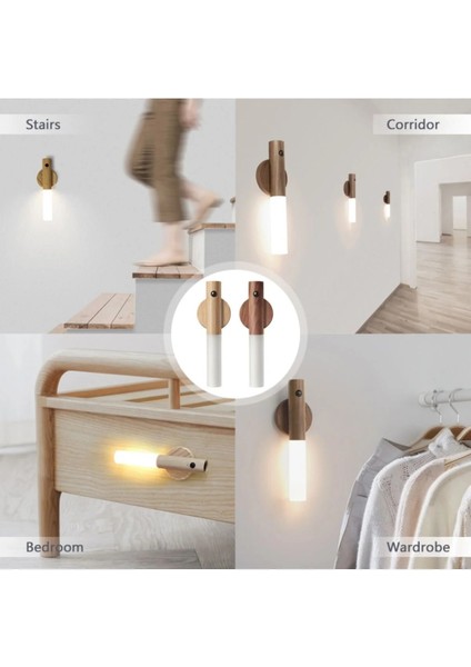 Hareket Sensörlü Şarjlı Manyetik Ahşap LED Duvar Lambası –koridor,merdiven,iç Mekan Aydınlatma,aplik indirimleri