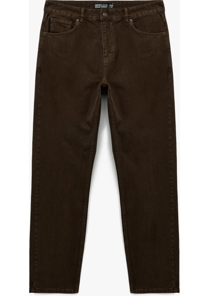 Normal Bel Pamuklu Vintage Straight Jean Pantolon fırsatları