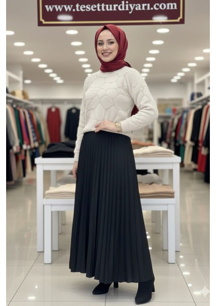 Cozy Dokulu Tesettür Kazak- Krem Standart (36-38-40 Uyumlu) modelleri