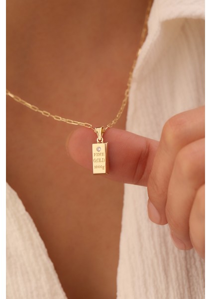 14 Ayar Altın Ataş Zincir Külçe Kolye fiyatları