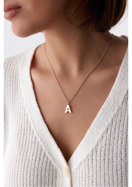 14 Ayar Altın Halat Üç Boyutlu Harf Kolye fiyatları