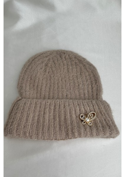 Broş Detay Çizgi Desen Katlamalı Şapka Bere fiyatları