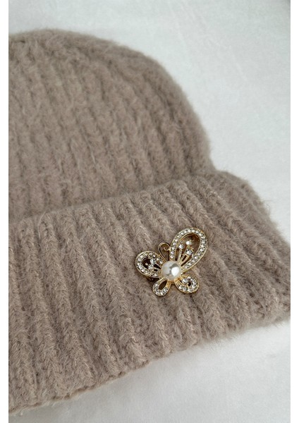 Broş Detay Çizgi Desen Katlamalı Şapka Bere modelleri