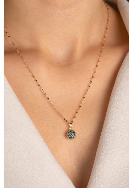 14 Ayar Altın Aynalı Zincir Kafes Göz Kolye