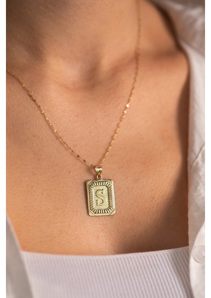 14 Ayar Altın Ince Italyan Aynalı Harf Kolye modelleri