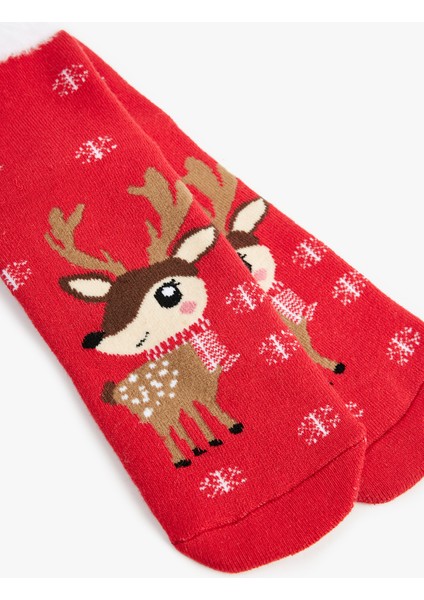 Tüy Detaylı Çok Renkli Yılbaşı Temalı Soket Çorap modelleri