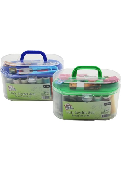 Büyük Çantalı Dikiş Seti Iplik - Mezura - Tekstil Makası - Iğne - Yüzük (5332)