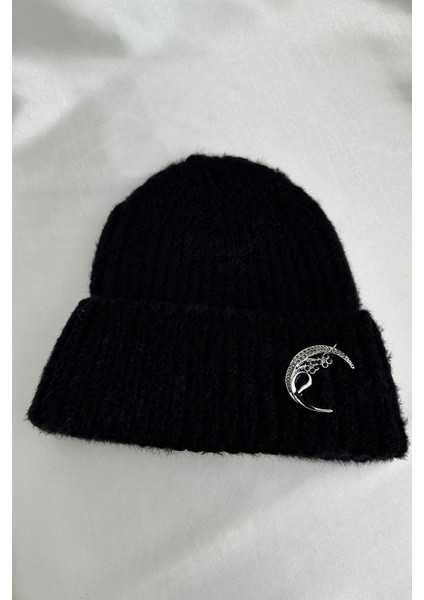 Broş Detay Çizgi Desen Katlamalı Şapka Bere fiyatları