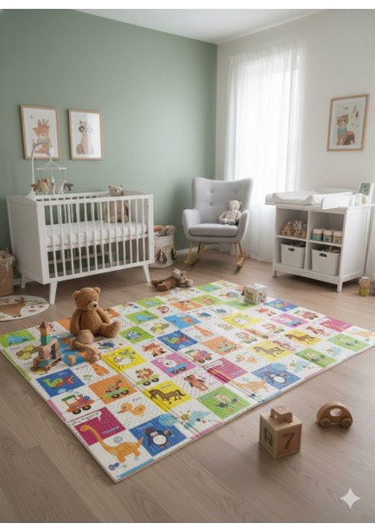 Katlanabilir Çift Taraflı Eğitici Çocuk Oyun Matı, Halısı 180X150 (Taşıma Çantalı) - Ayı fiyatları