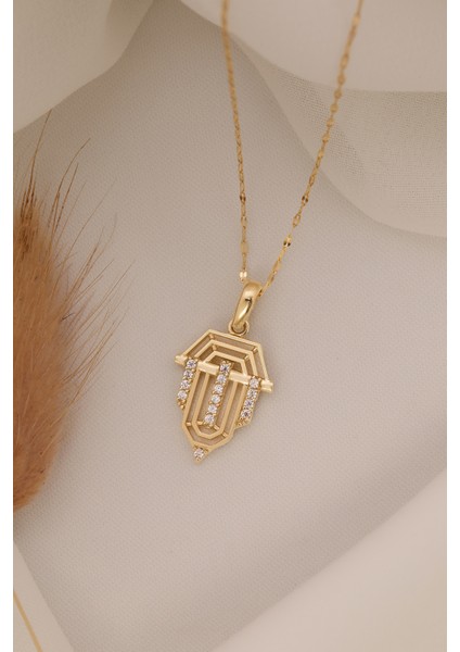 14 Ayar Altın Italyan Aynalı Zincir Üçgen Kolye fırsatları