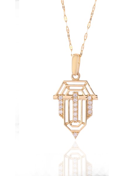 14 Ayar Altın Italyan Aynalı Zincir Üçgen Kolye indirimleri