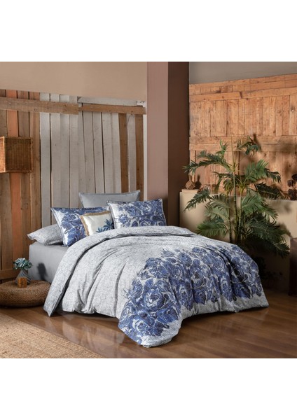 Elfida Tek Kişilik %100 Pamuk Flanel (Pazen) Nevresim Takımı Mavi