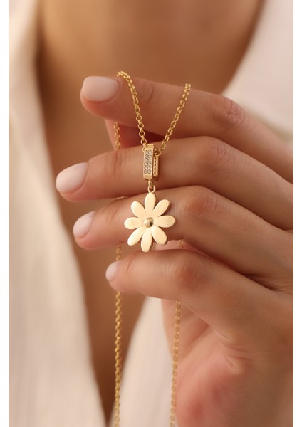 14 Ayar Altın Doch Zincir Çiçek Kolye modelleri