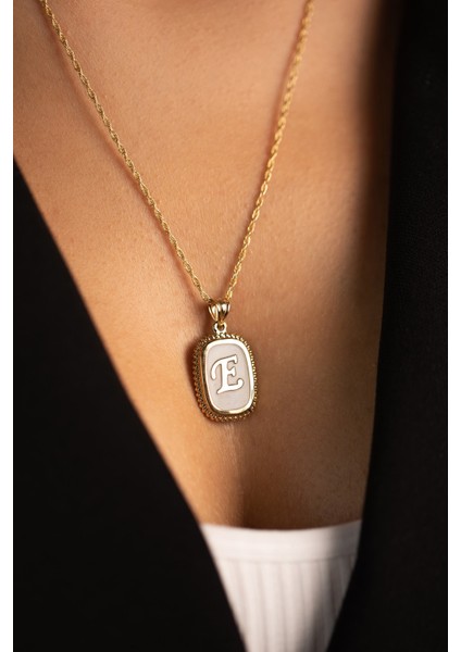 14 Ayar Altın Halat Burgu Zincir Sedef Harf Kolye