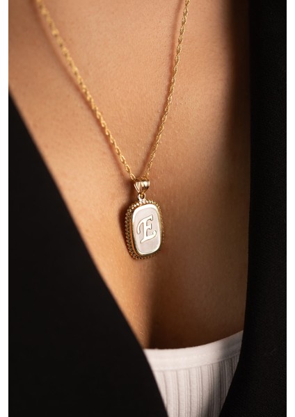 14 Ayar Altın Halat Burgu Zincir Sedef Harf Kolye