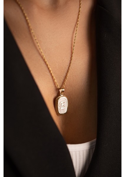 14 Ayar Altın Halat Burgu Zincir Sedef Harf Kolye