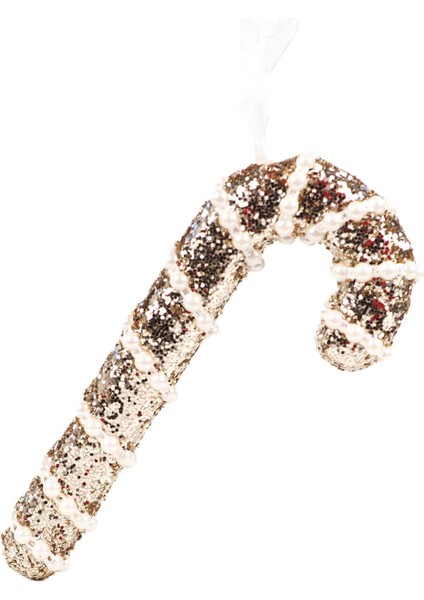 Inci ve Payet Detaylı Baston Şeker Dekoratif Süs Altın 16 cm fiyatları