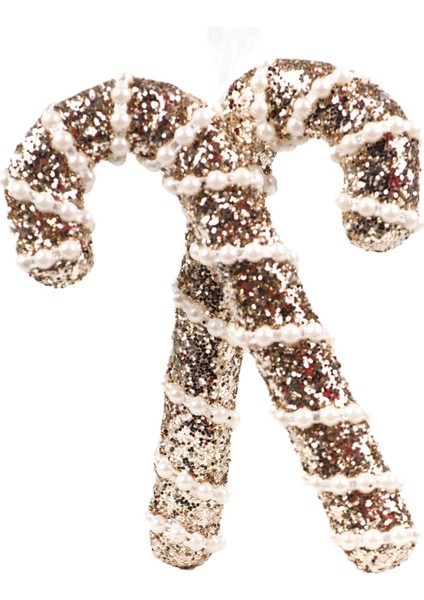 Inci ve Payet Detaylı Baston Şeker Dekoratif Süs Altın 16 cm fırsatları