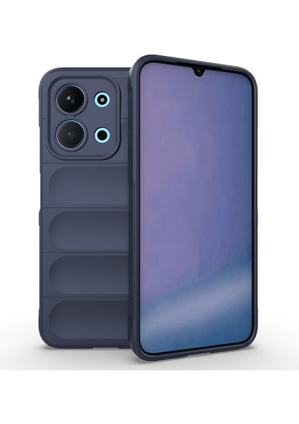 Xiaomi Redmi 15C 4G Kılıf Esnek TPU Oyuklu Arka Yüzey Tasarımlı Etnik Silikon Kapak Lacivert