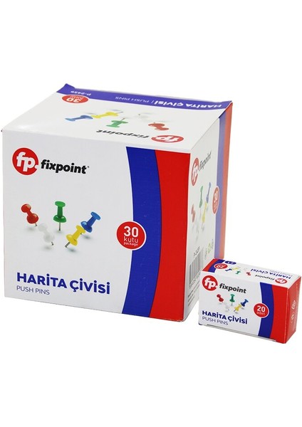 600 Adet Harita Çivisi Renkli = 20PCS x 30 (5332)