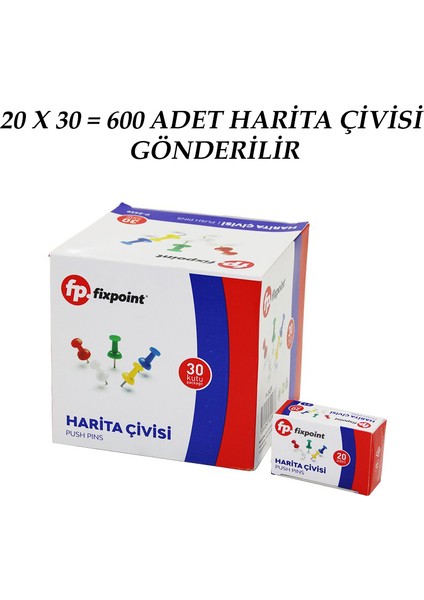 600 Adet Harita Çivisi Renkli = 20PCS x 30 (5332) fiyatları
