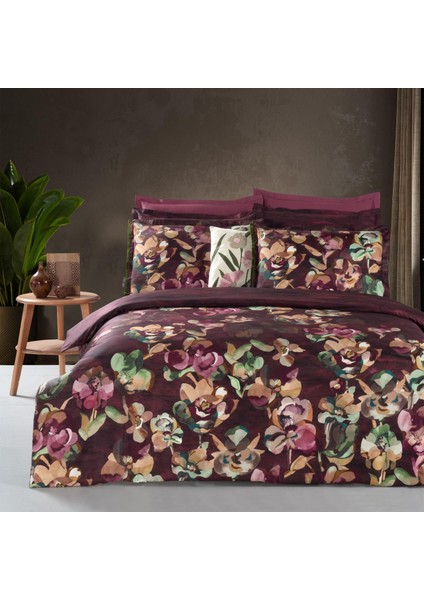 Esperado Kıng Sıze %100 Pamuk Saten "300 Tc" Nevresim Takımı Mürdüm