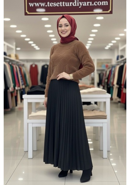 Cozy Dokulu Tesettür Kazak- Kahverengi Standart (36-38-40 Uyumlu) fırsatları