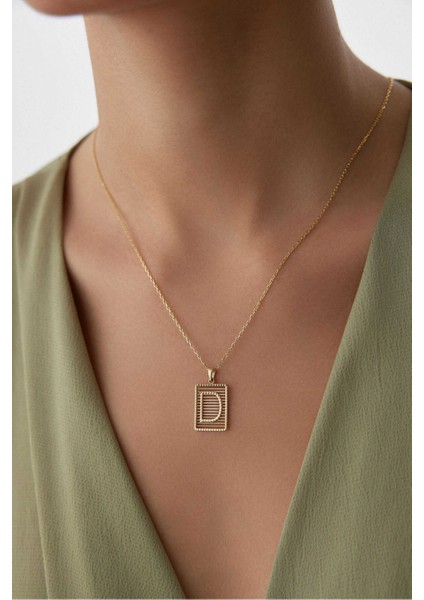 14 Ayar Altın Forse Zincir Izgara Harf Kolye