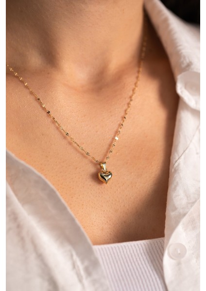 14 Ayar Altın Italyan Aynalı Kalp Kolye fiyatları