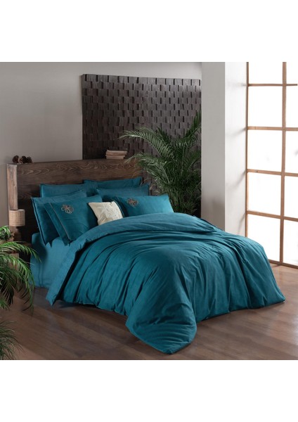 Ederlezi King Size (Battal Boy) %100 Pamuk Flanel (Pazen) Nevresim Takımı Turkuaz