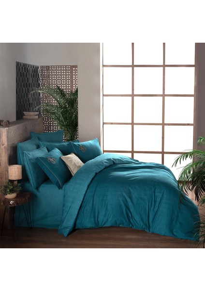 Ederlezi King Size (Battal Boy) %100 Pamuk Flanel (Pazen) Nevresim Takımı Turkuaz fiyatları