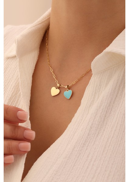 14 Ayar Altın Ataş Zincir Kalp Kolye